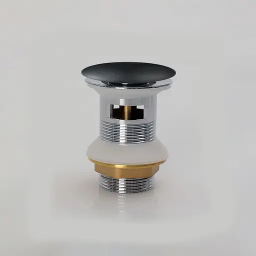 Waste Coupling Brass Overflow Matt Black+Ceramic Cover