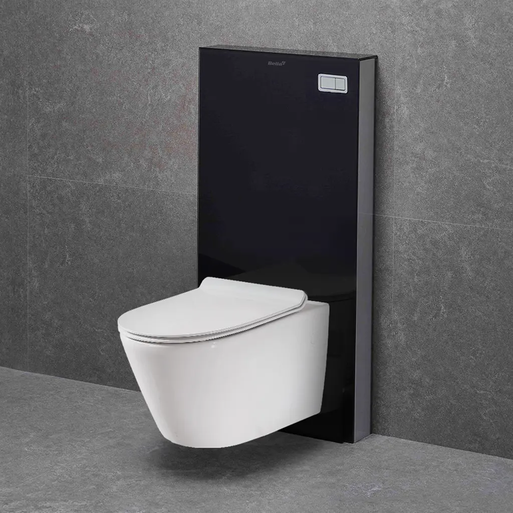 Glass Stand Tank with Pneumatic Flush BLACK