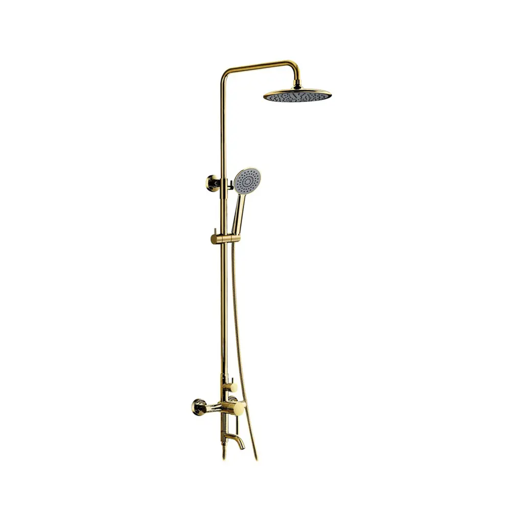 GA Series Shower Mixer Column Set Round Shiny Gold
