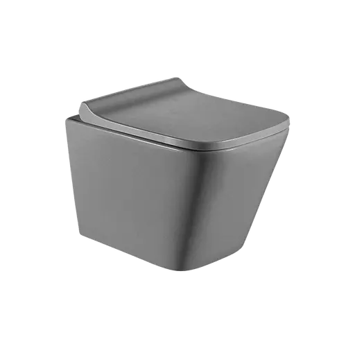 Wall Hung Toilet Ultra Quiet With Soft Close UF Cover Grey