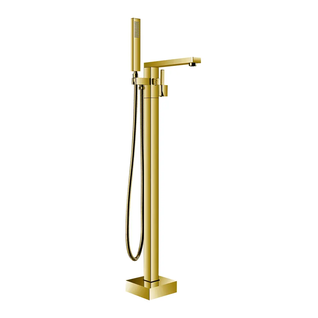 ZS Series Floor Mounted Bathtub Mixer Square Brushed GOLD
