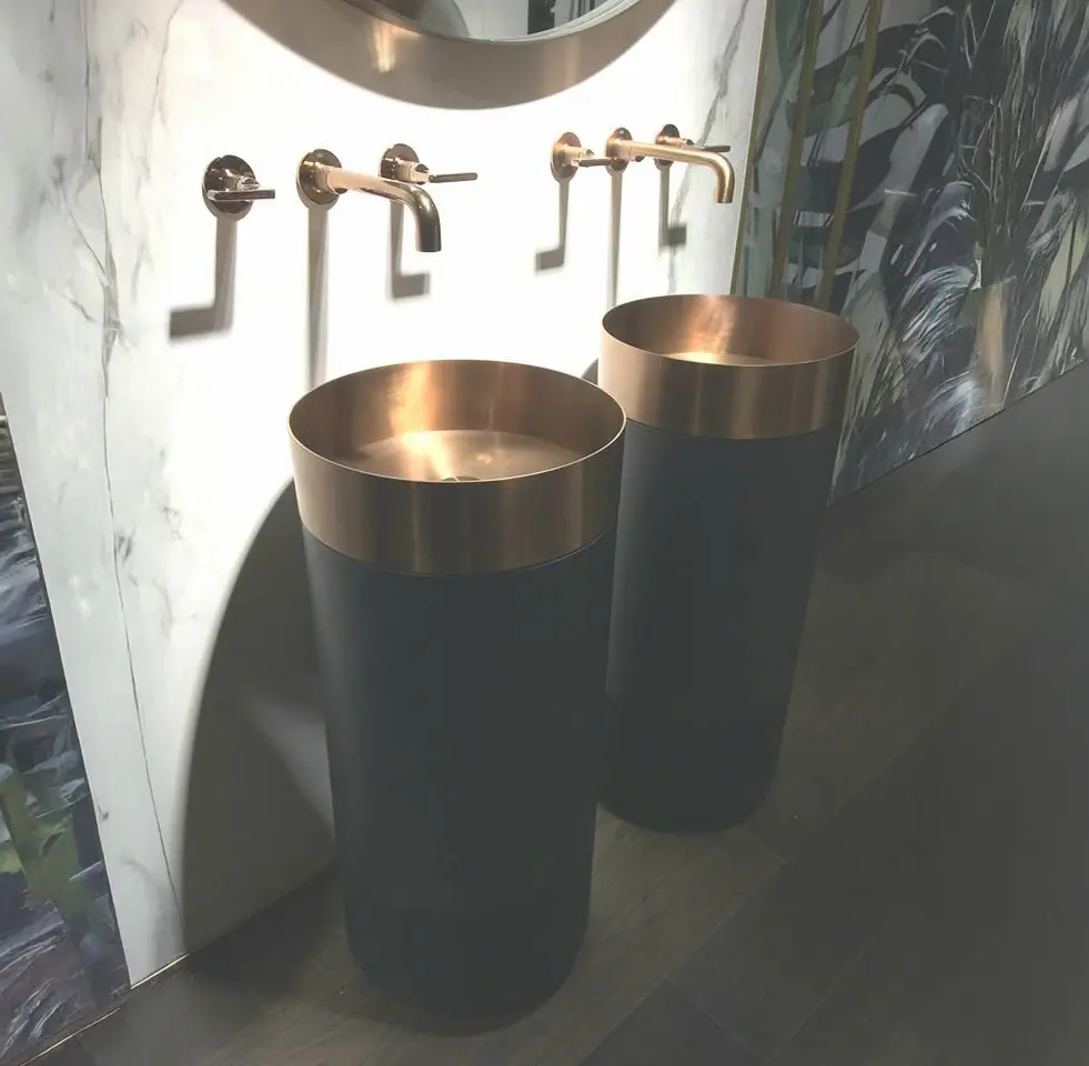Stand Basin SUS Gun Metal +Gold Bowl