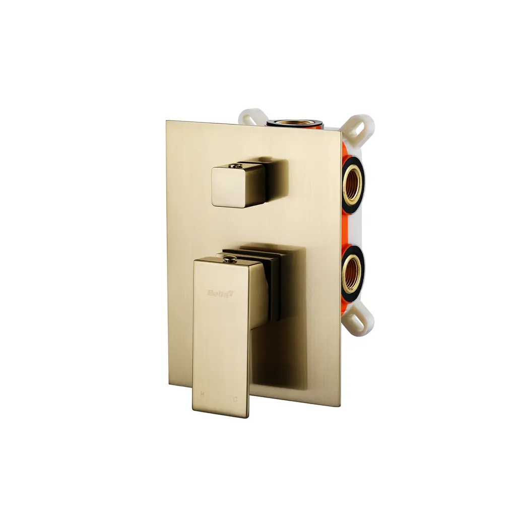 ZS Series NSP Concealed Shower Mixer 2 Way Square Brushed Gold