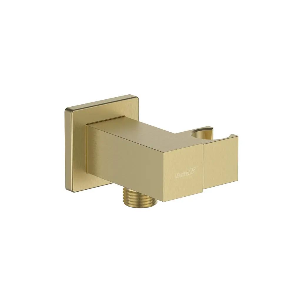 Shower Bracket Square Brass Brushed Gold