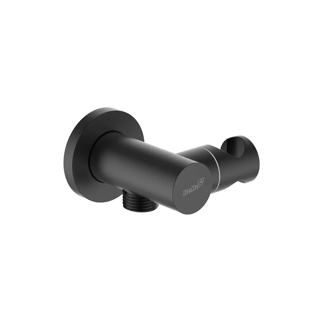 Shower Bracket Round Brass Black
