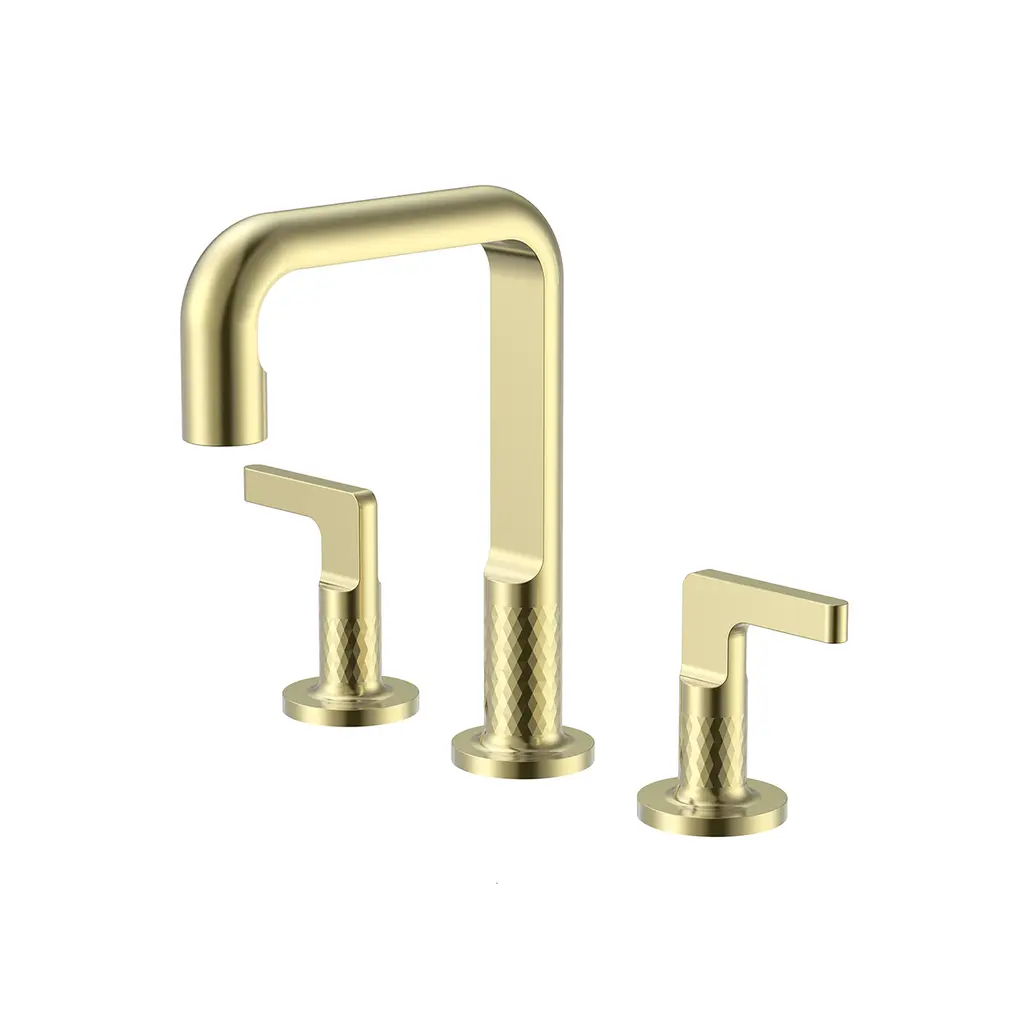 QV Series Three Hole Basin Mixer Brushed Gold