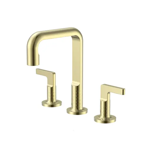 QV Series Three Hole Basin Mixer Brushed Gold