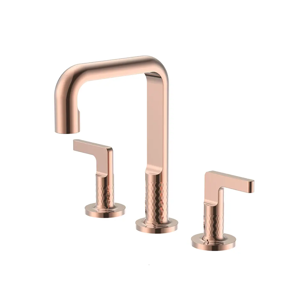 QV Series Three Hole Basin Mixer Shiny Rose Gold