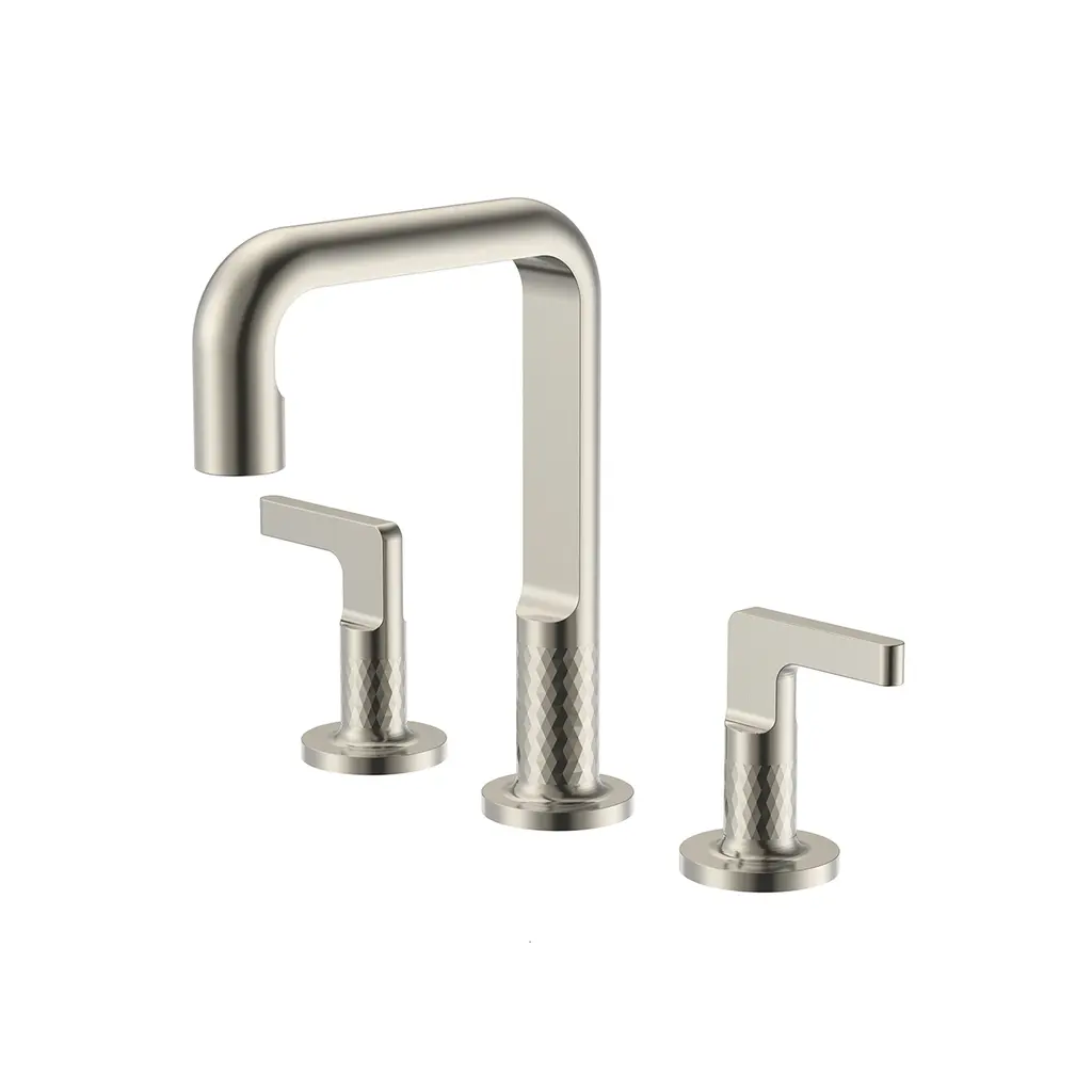 QV Series Three Hole Basin Mixer Brush Nickel