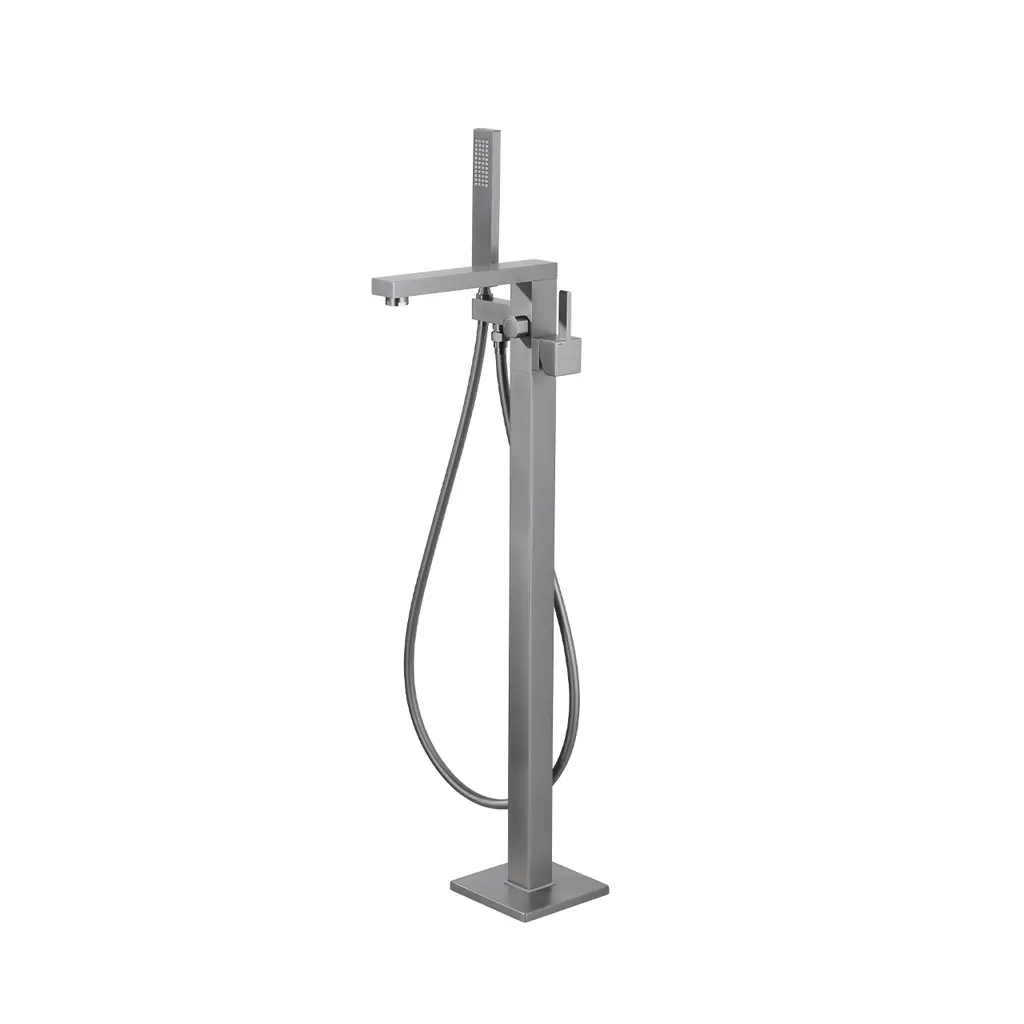 ZS Series Floor Mounted Bathtub Mixer Square Gun Metal