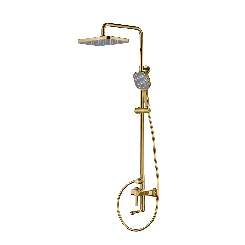 Shower Mixer Column Set Brushed Gold