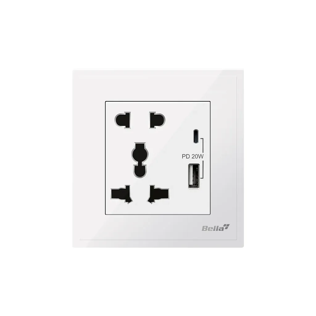 Dynamo 2 Pin & 3 Pin Universal Socket with Type A+C USB Charger