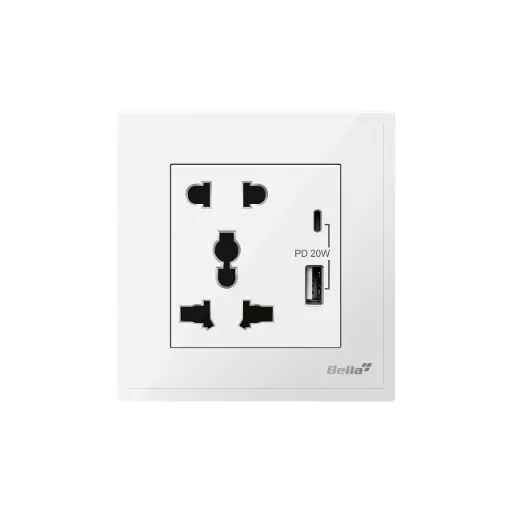 Dynamo 2 Pin & 3 Pin Universal Socket  with Type A+C USB Charger