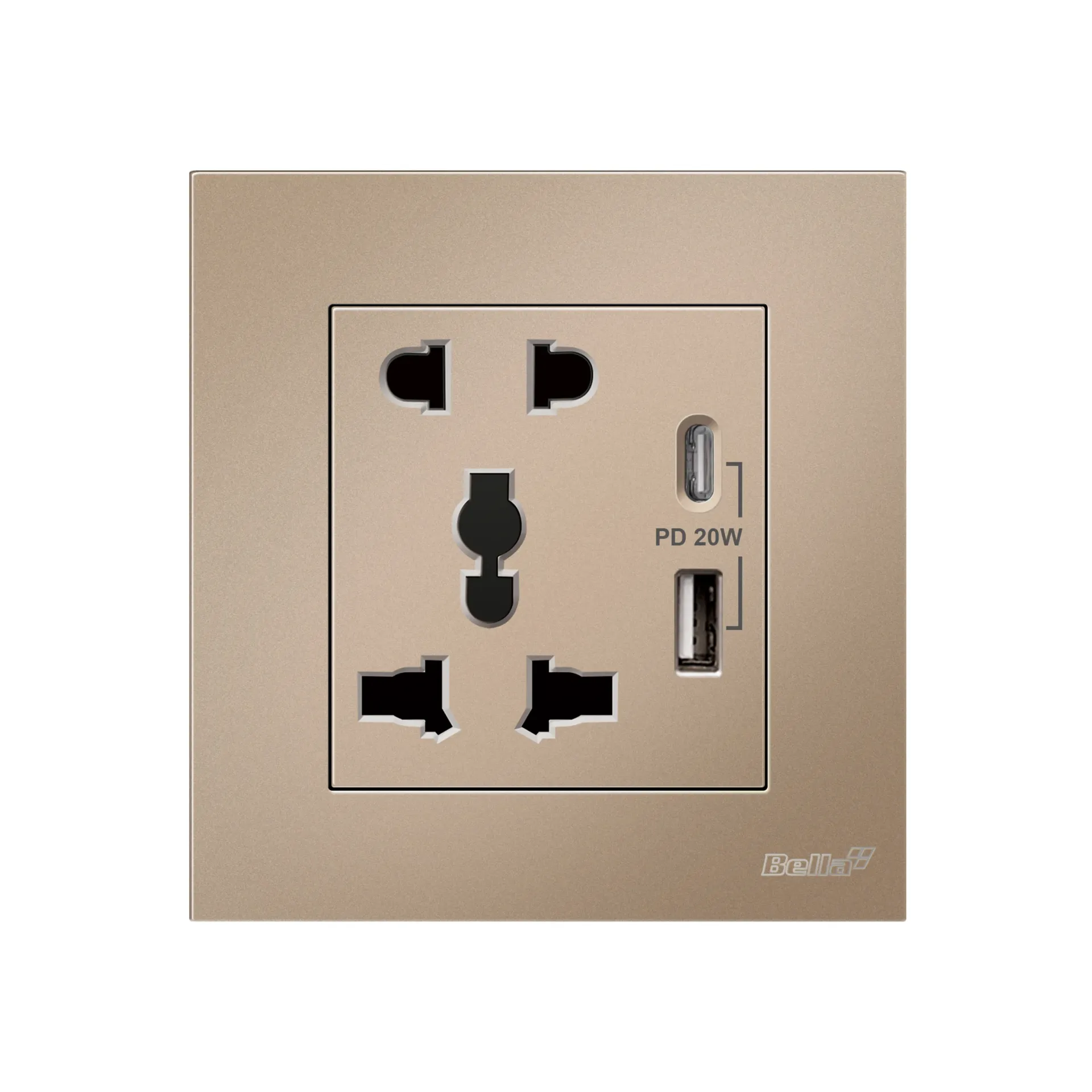 Vantage 2 Pin & 3 Pin Universal Socket  with Type A+C USB Charger