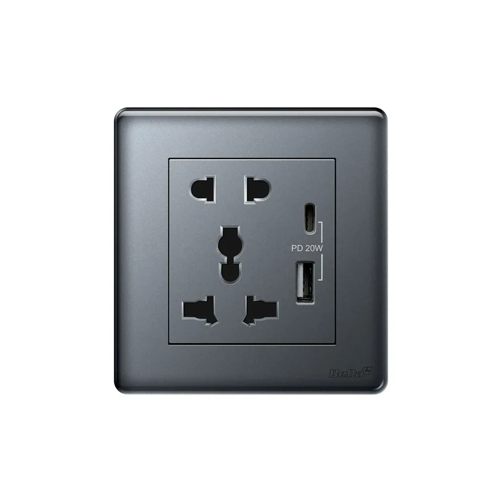 Velocity 2 Pin & 3 Pin Universal Socket with Type A+C USB Charger