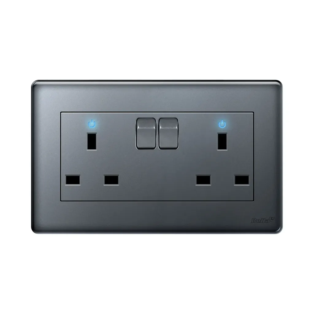 Velocity 13A Twin Socket With Switch & LED Indicator