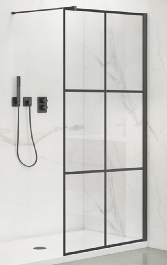 WD03U-B 8mm (Clear) Walk-in Shower Room 90x195cm(Black)